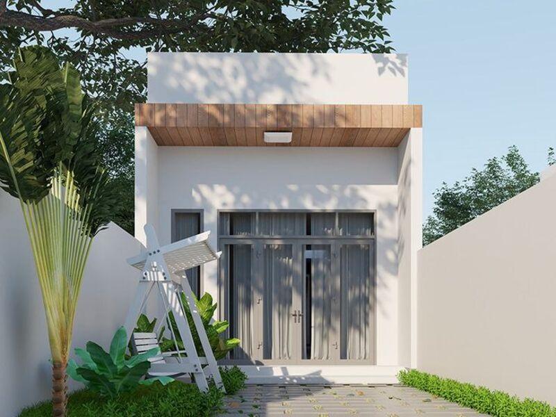 Mẫu nhà ống 1 tầng 3 phòng ngủ 100m2 thoáng mát, hài hòa với thiên nhiên