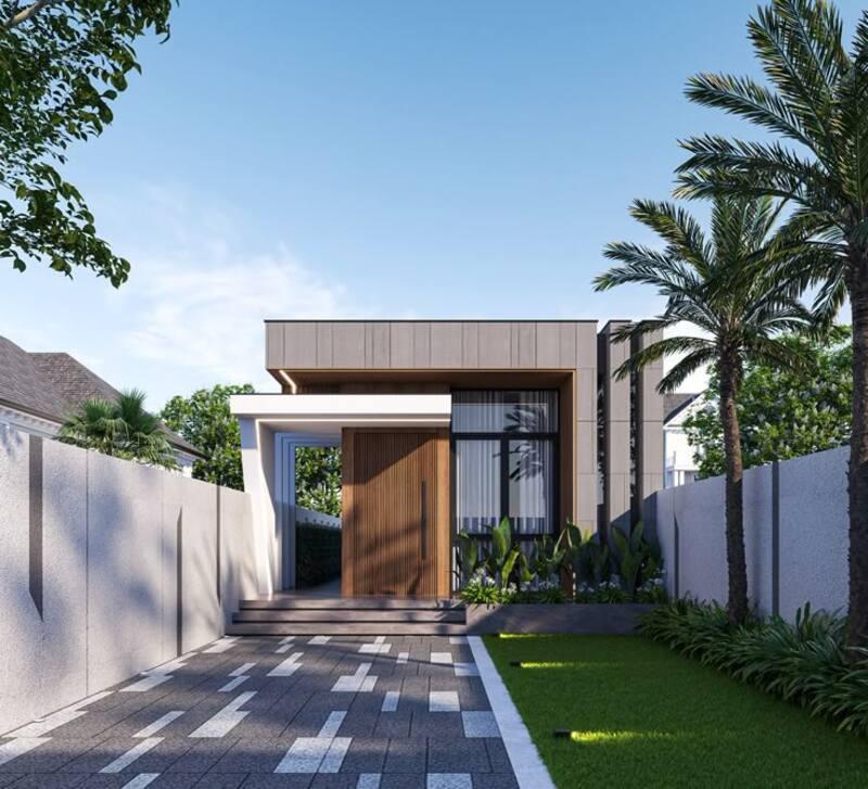 Mẫu nhà ống 1 tầng nông thôn 5x20 có khoảng sân lớn hài hòa với thiên nhiên