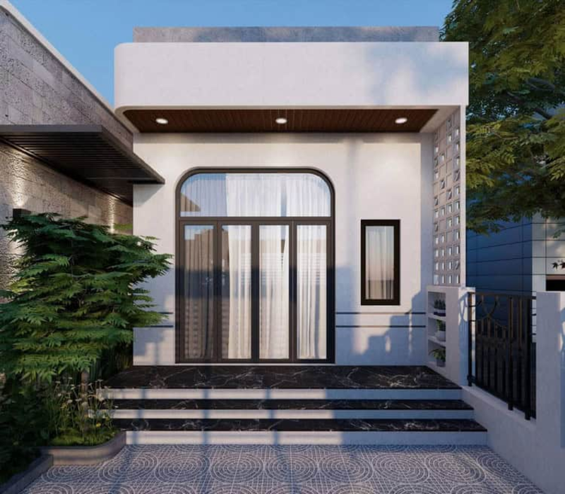 Mẫu nhà ống 1 tầng nông thôn có 1 tum tầng đơn giản, dễ thi công 