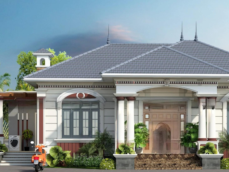 Thiết kế mặt tiền nhà ống 1 tầng nông thôn 5x15 thoáng mát, rộng rãi