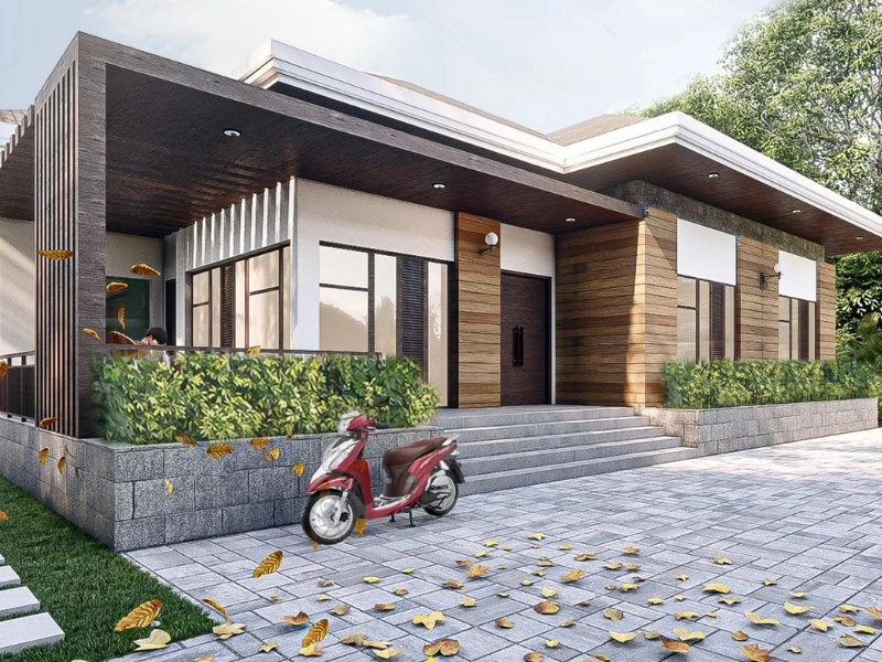 Mẫu nhà ống 1 tầng 80m2 đẹp, phổ biến ở nông thôn