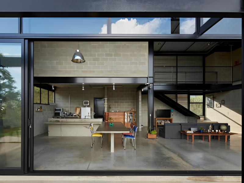 Mặt tiền nhà tiền chế khung thép 2 tầng 5x20m đẹp, thoáng đãng