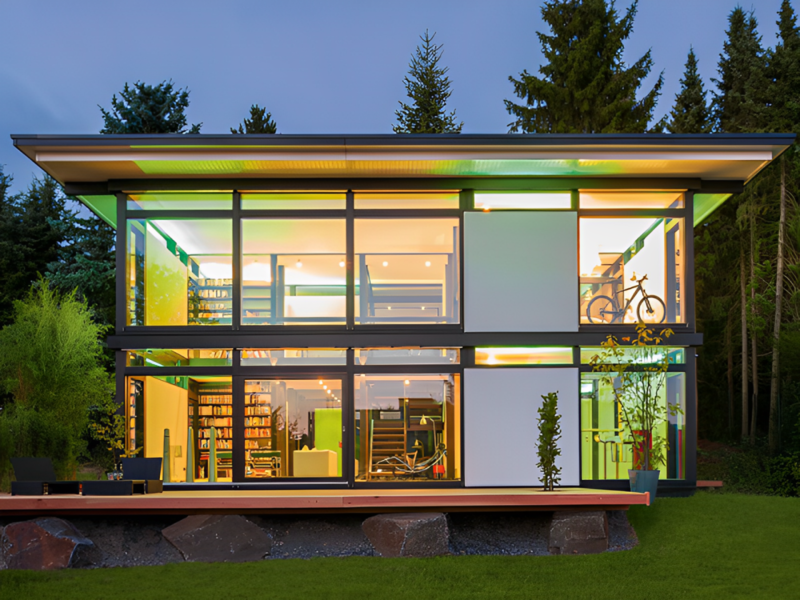 Mẫu nhà tiền chế 2 tầng 5x20 được thiết kế theo không gian mở, hiện đại