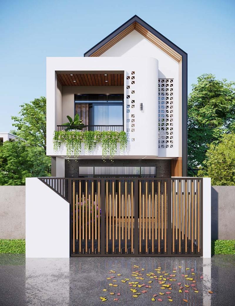 Mẫu nhà 2 tầng đẹp ở nông thôn với mái Thái thanh thoát