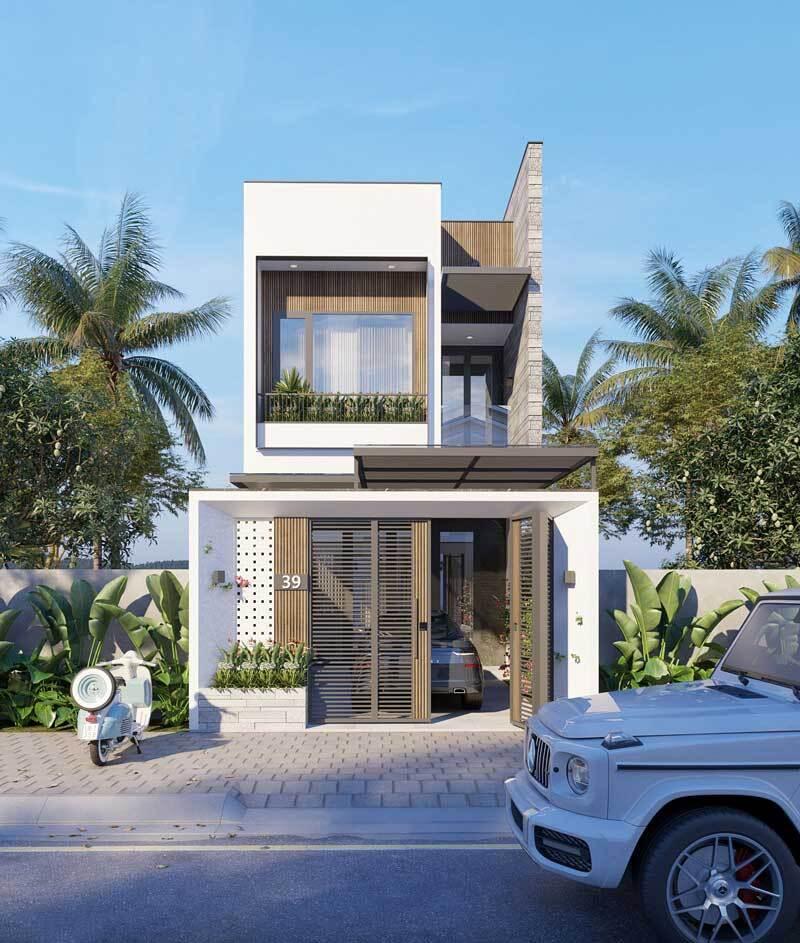 Mẫu nhà 1 trệt 1 lầu đơn giản, hiện đại, chi phí thấp