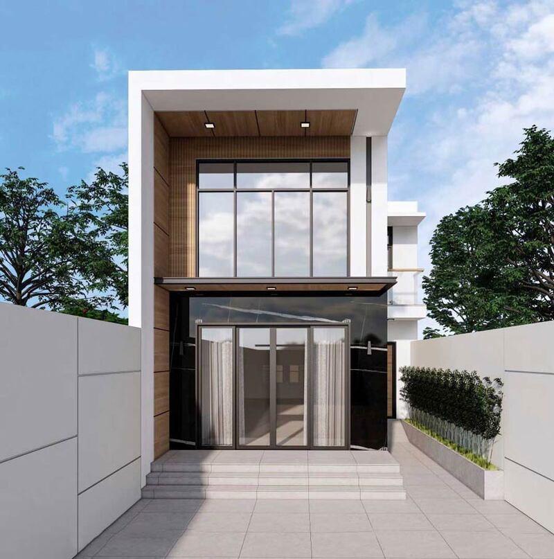 Mẫu nhà 1 trệt 1 lầu hiện đại với đường nét thiết kế tinh tế cùng không gian thoáng đãng