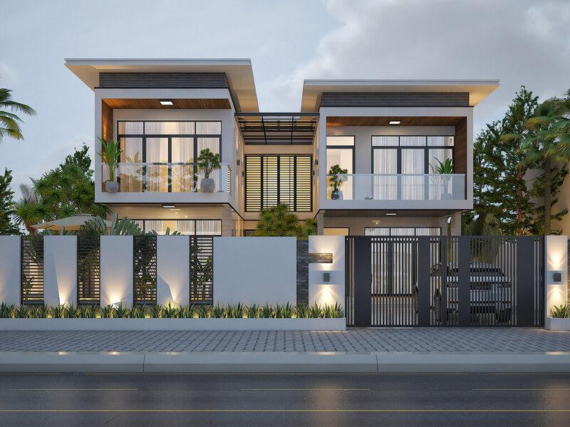 Mẫu nhà 1 trệt 1 lầu phong cách biệt thự sang trọng, bề thế