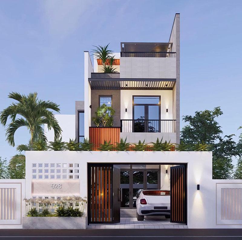 Mẫu nhà 1 trệt 1 lầu 5x20 kết hợp sân thượng tiện nghi, tạo thêm điểm nhấn ấn tượng