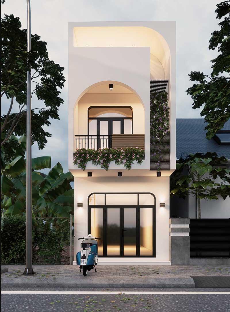 Mẫu nhà 1 trệt 1 lầu 5x20 với thiết kế không gian xanh đẹp, gần gũi với thiên nhiên