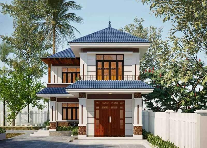Mẫu biệt thự 2 tầng mái Nhật đẹp, gần gũi với thiên nhiên