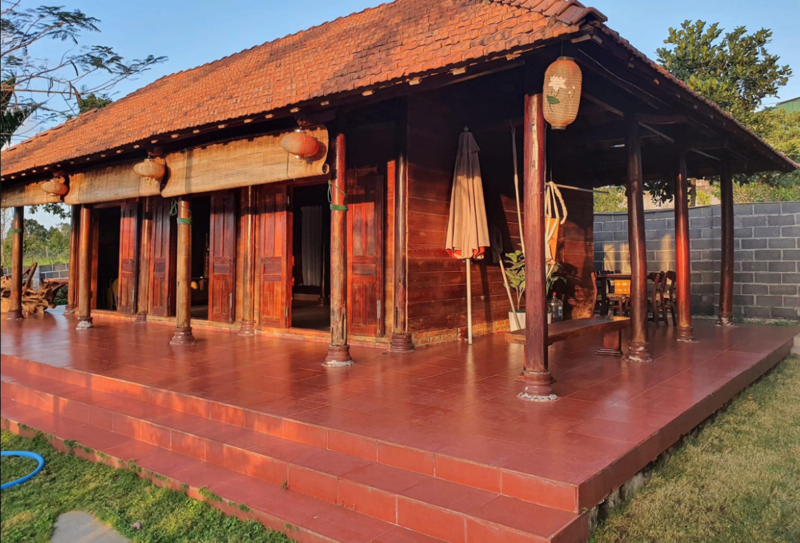 Mẫu nhà 3 gian mái ngói đỏ nổi bật với không gian mát mẻ và thông thoáng