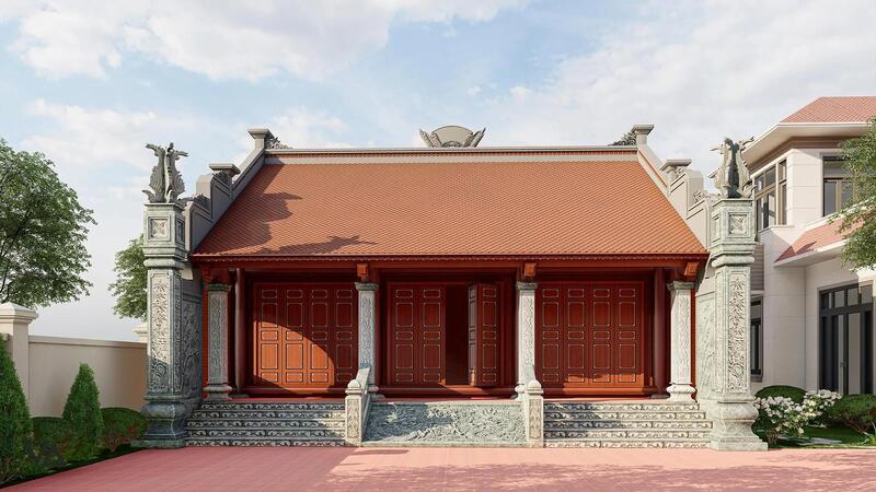 Thiết kế nhà 3 gian truyền thống, cổ điển, trang nghiêm