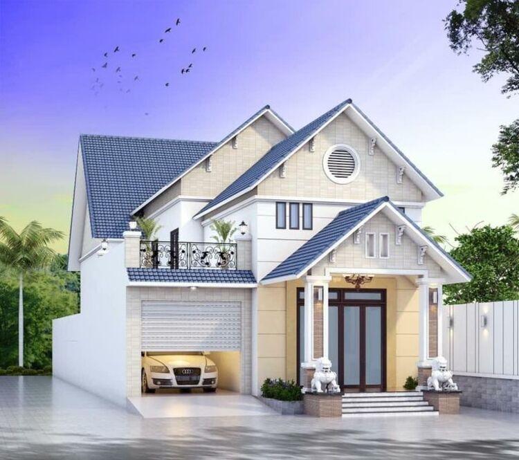 Mẫu nhà cấp 4 4 phòng ngủ 400 triệu mái Thái có gara ô tô