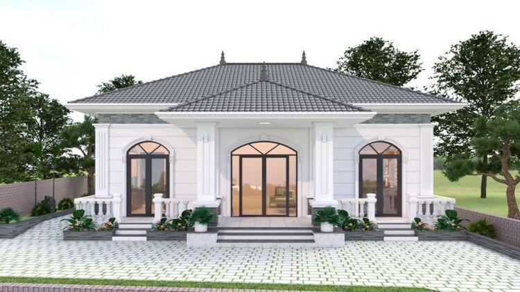 Mẫu nhà cấp 4 4 phòng ngủ 400 triệu có 1 phòng thờ mang đậm phong cách tân cổ điển