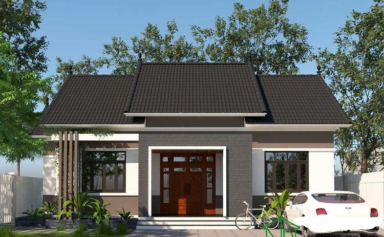 Mẫu nhà cấp 4 4 phòng ngủ 400 triệu có 1 phòng thờ sử dụng tone màu trầm ấm