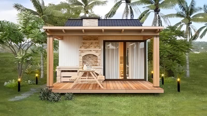 Mẫu nhà cấp 4 đẹp giá rẻ 300 triệu ấm cúng với nội thất bằng gỗ