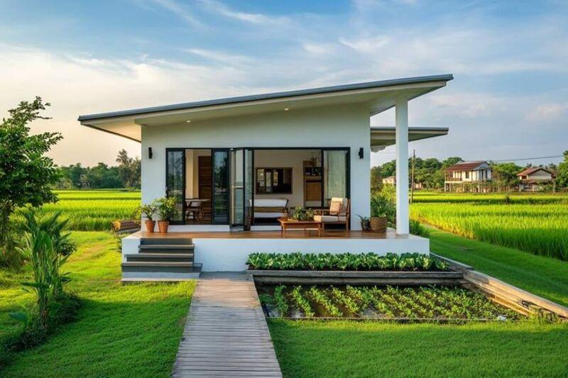 Nhà lắp ghép 500 triệu sân vườn hiện đại với không gian xanh mát