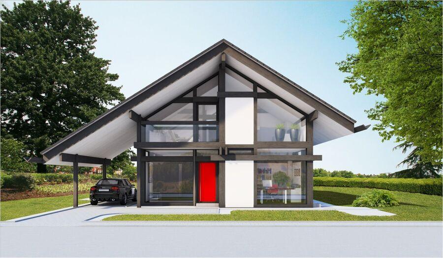 Mẫu nhà lắp ghép thiết kế mái dốc theo phong cách hiện đại