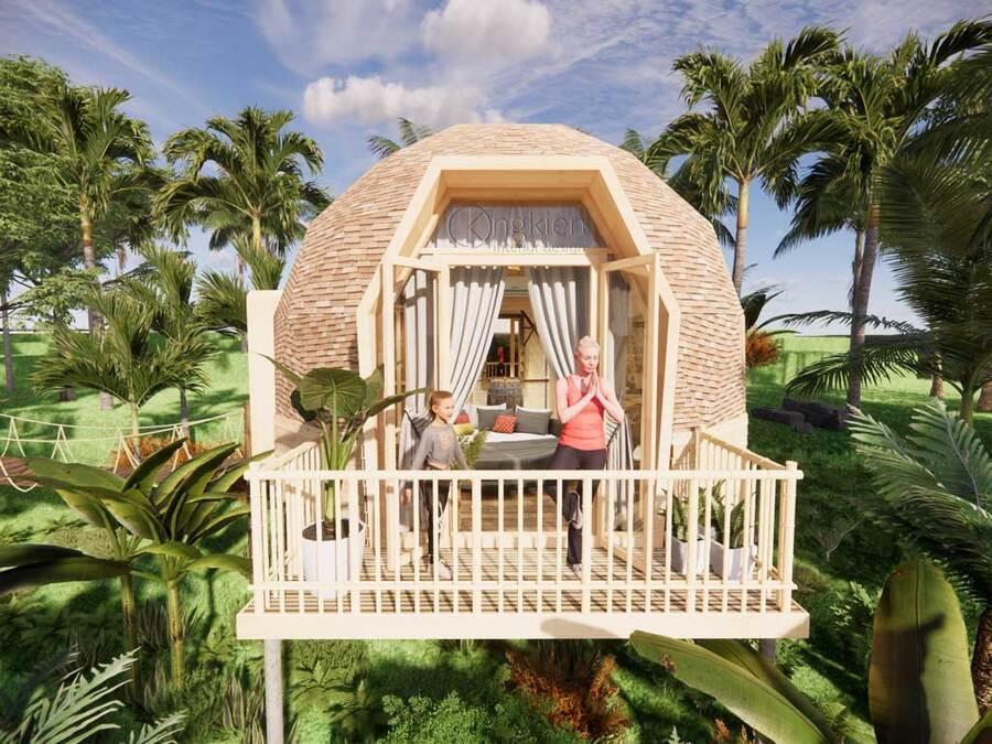 Mẫu nhà lắp ghép mái vòm độc đáo, gần gũi với thiên nhiên