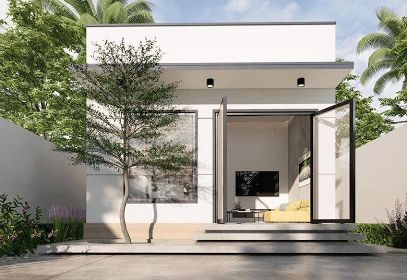 Mẫu nhà cấp 4 nông thôn 250 triệu dạng ống đẹp, hài hòa với thiên nhiên