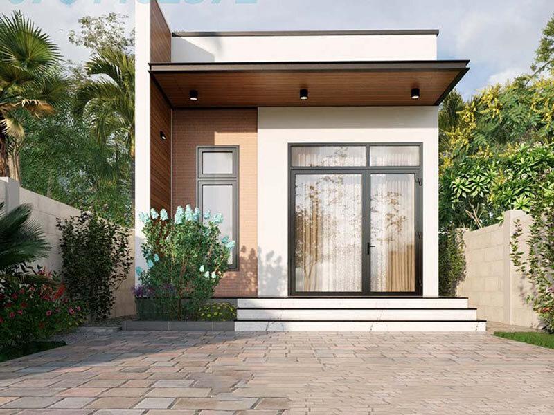 Thiết kế nhà ống cấp 4 mái bằng đơn giản, hiện đại, tiện nghi