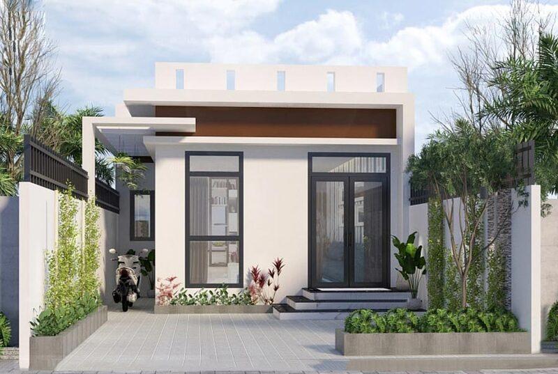 Mẫu nhà ống cấp 4 đẹp hình vuông thiết kế thanh lịch, bố trí khoa học