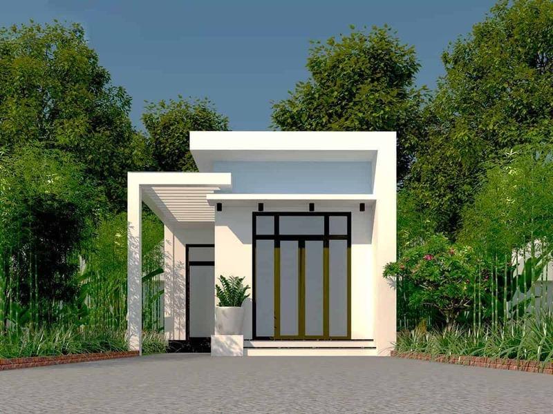 Mẫu nhà ống cấp 4 đẹp hình vuông với thiết kế sang trọng, tiện nghi