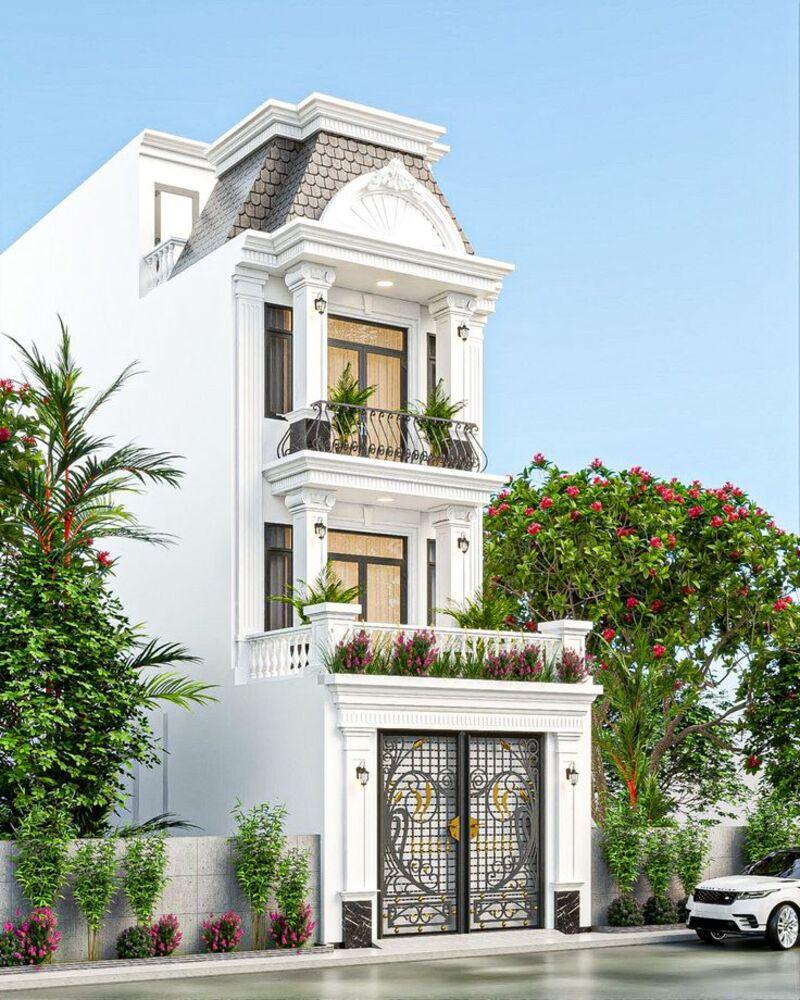 Mẫu nhà ống tân cổ điển 3 tầng mặt tiền 7m với thiết kế phóng khoáng, hiện đại