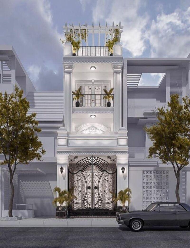 Mẫu nhà ống tân cổ điển 3 tầng mặt tiền 7m mang vẻ đẹp tinh tế, đẳng cấp