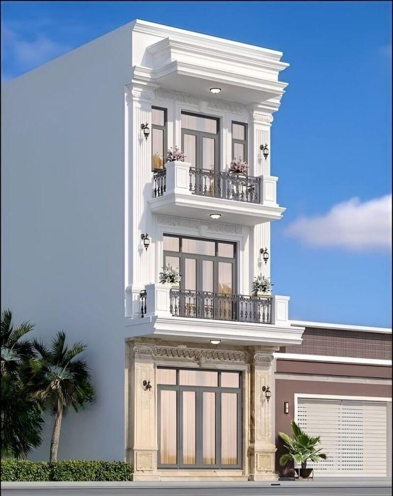 Mẫu nhà ống tân cổ điển 3 tầng mái bằng là lựa chọn lý tưởng cho những gia chủ yêu thích sự thanh lịch 