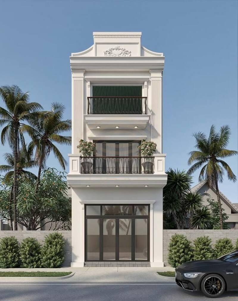 Mẫu nhà ống tân cổ điển 3 tầng 5x20m nổi bật với các phào chỉ đặc trưng