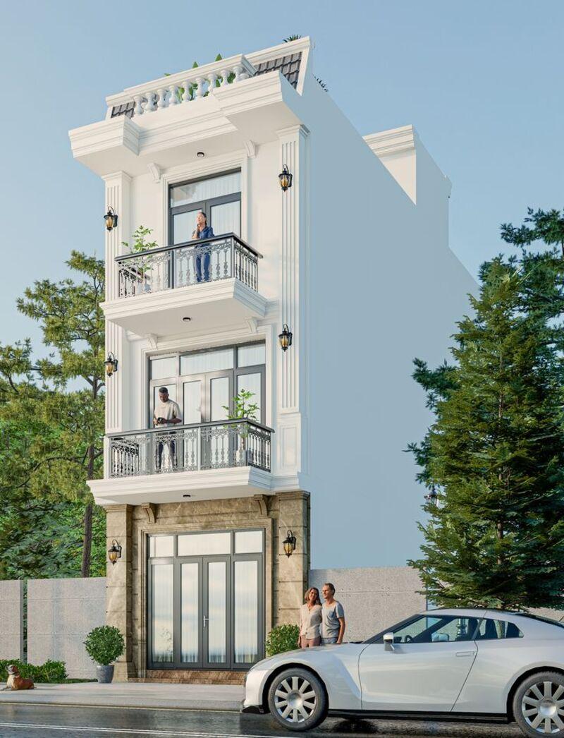 Mẫu nhà ống tân cổ điển 3 tầng mái bằng phù hợp với kiến trúc đô thị hiện đại