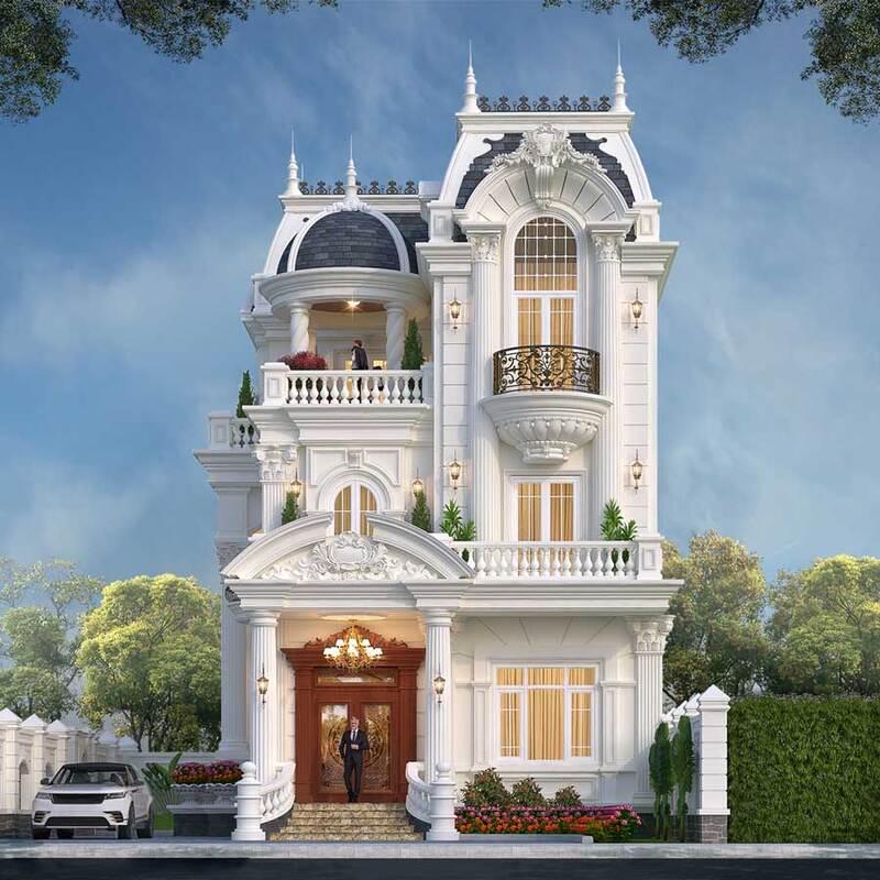Mẫu biệt thự tân cổ điển 3 tầng kiểu Pháp nổi bật với vẻ đẹp quý phái, sang trọng