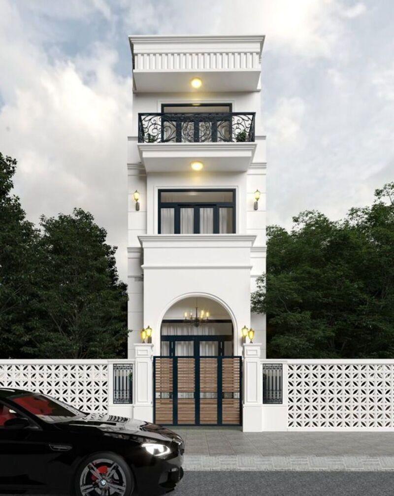 Mẫu mặt tiền nhà phố 5m 3 tầng tân cổ điển xem lẫn vẻ đẹp cổ điển và hiện đại