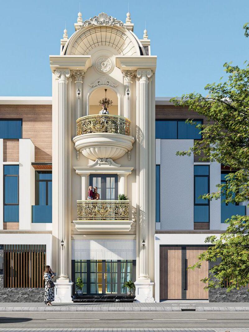 Mẫu nhà ống tân cổ điển 3 tầng mặt tiền 6m mang vẻ đẹp sang trọng, bề thế