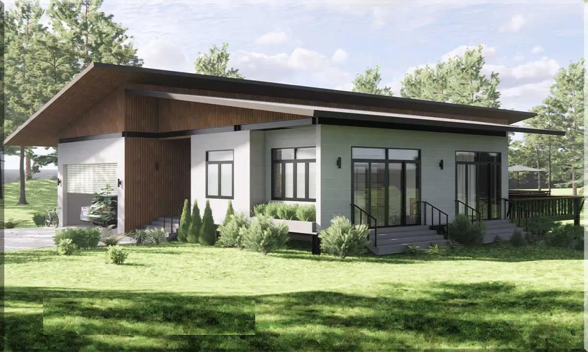 Mẫu nhà tiền chế 2 mái sang trọng, mang lại cảm giác ấm cúng và thoáng đãng