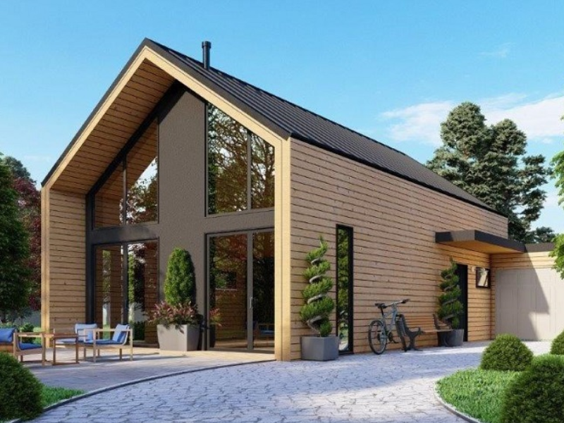 Kết cấu phụ của thiết kế nhà tiền chế 2 mái gồm hệ thống xà gồ, thanh giằng,...