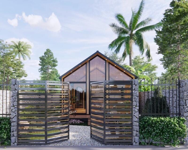 Mặt tiền nhà tiền chế 2 phòng ngủ mái Thái tiện nghi, sang trọng