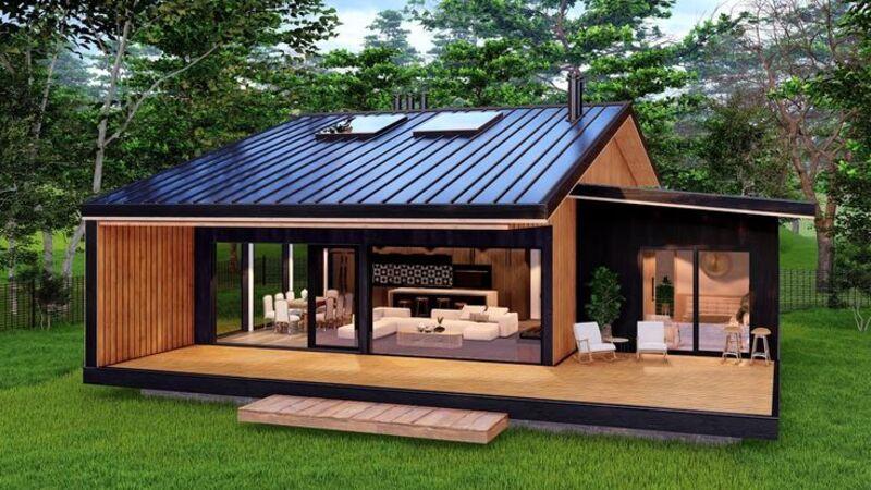 Mẫu nhà tiền chế cấp 4 có sân vườn đẹp, ấm cúng, hòa hợp với thiên nhiên