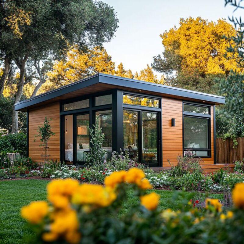 Mẫu nhà tiền chế cấp 4 có sân vườn tạo không gian sinh hoạt ngoài trời lý tưởng cho các hoạt động gia đình