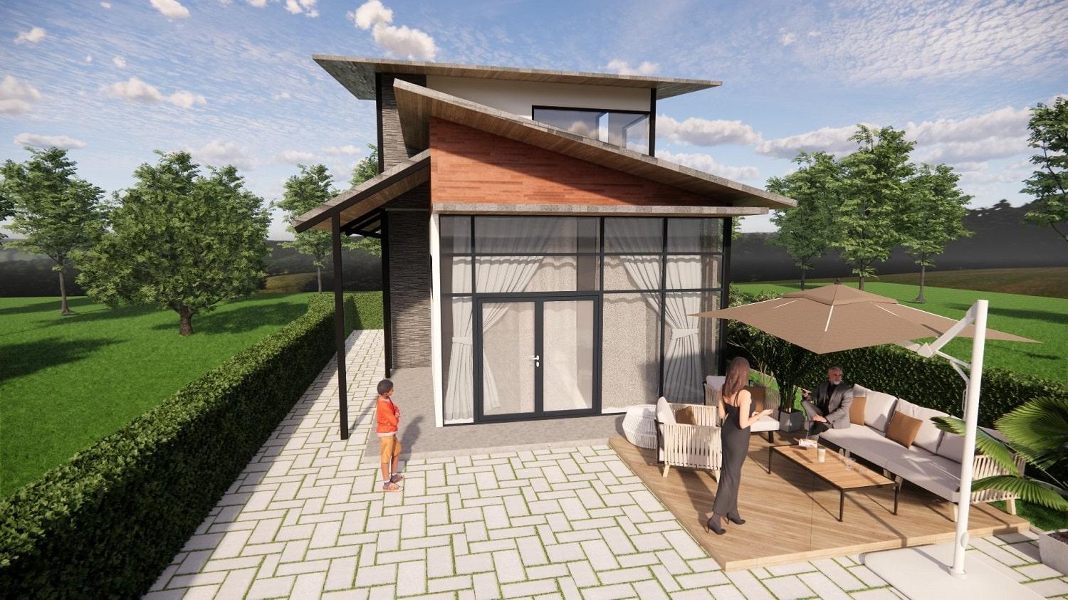 Hình ảnh mô tả nhà tiền chế dân dụng đẹp, hiện đại