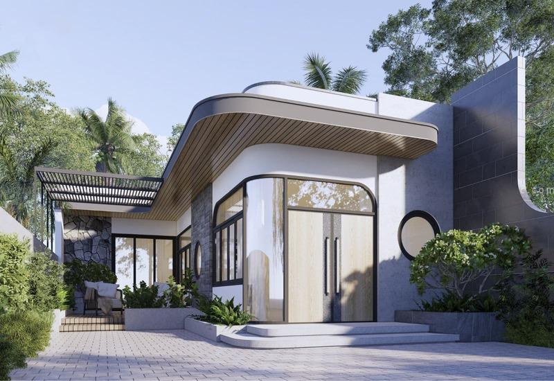 Thiết kế hệ thống cửa đón nắng để khắc phục hạn chế phong thủy của nhà chữ L