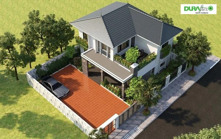 Mẫu biệt thự nhà vườn 2 tầng mái Nhật đẹp, hiện đại, thoáng đãng