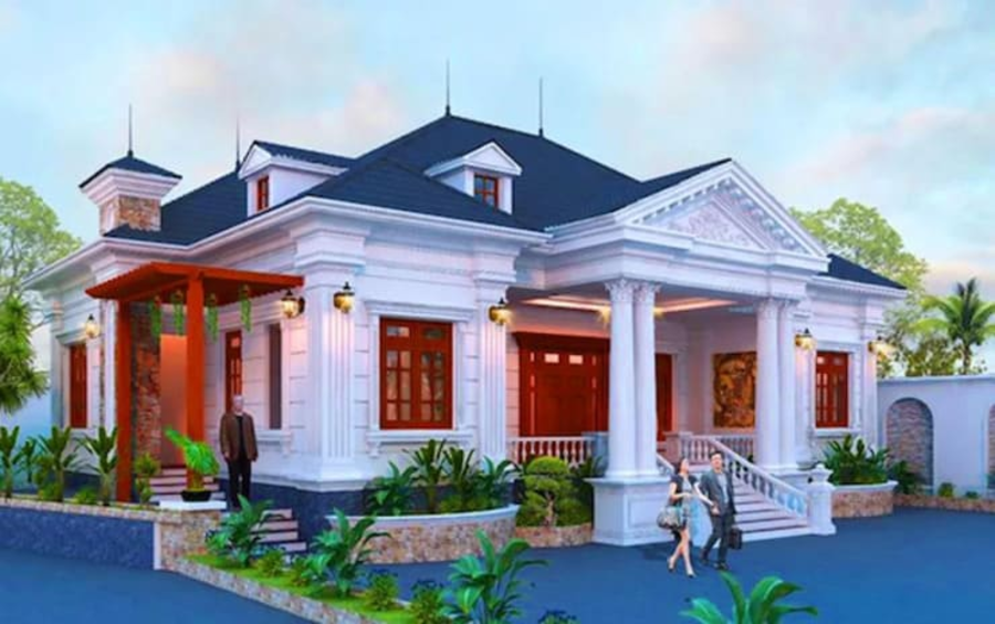 Mẫu nhà cấp 4 đẹp giá rẻ 100 triệu phong cách Châu Âu trang nhã, hiện đại, tiện nghi