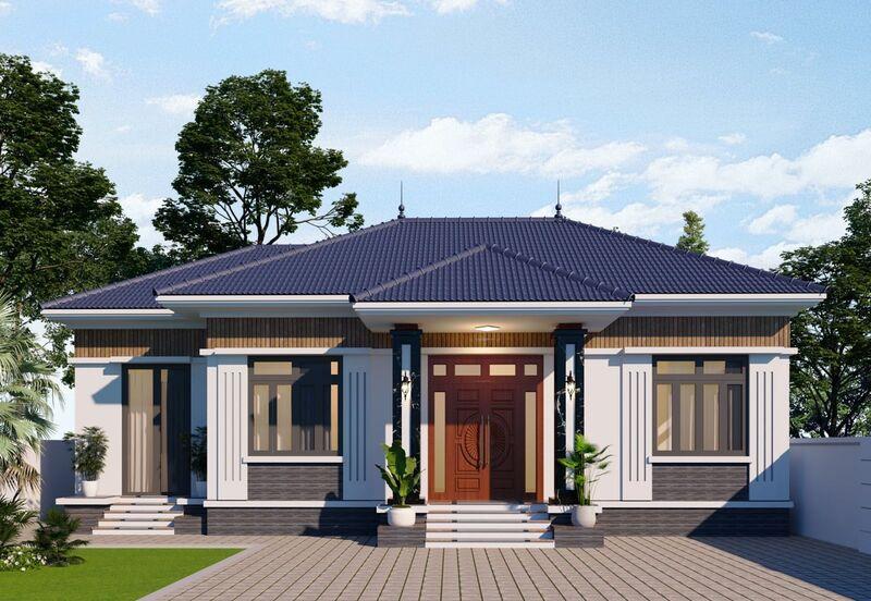 Mẫu nhà cấp 4 giá 500 triệu mái Nhật có 4 phòng ngủ đẹp, tiện nghi