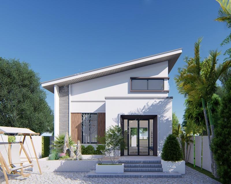 Mẫu nhà cấp 4 giá 500 triệu mái lệch đẹp, độc đáo, tạo điểm nhấn ấn tượng