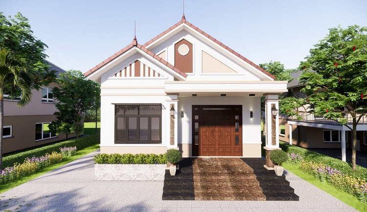 Mẫu nhà cấp 4 mái Thái ở nông thôn đẹp, gần gũi với thiên nhiên