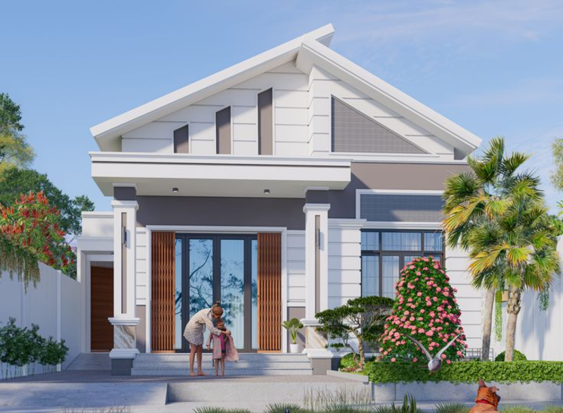 Mẫu nhà đẹp cấp 4 mái lệch độc đáo, hiện đại 