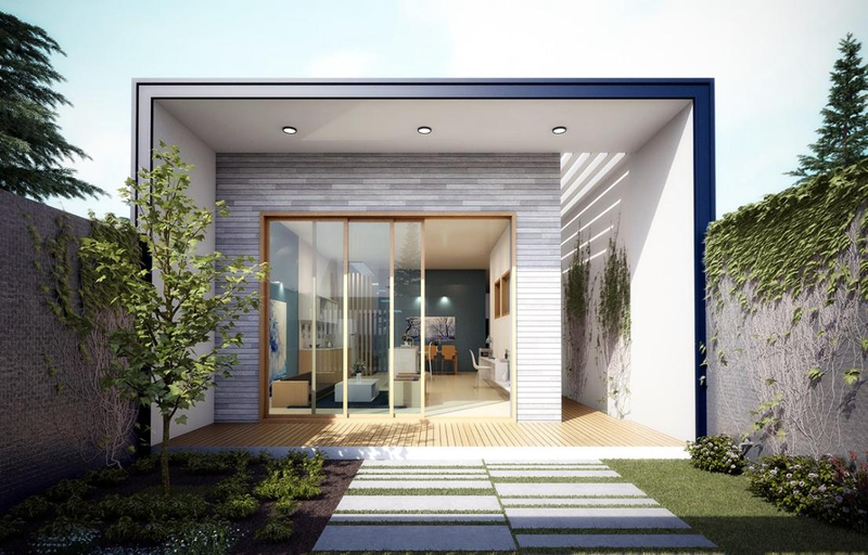 Mẫu nhà ống 1 tầng đẹp 5x20 đẹp, tiện nghi có khoảng sân vườn thoáng mát