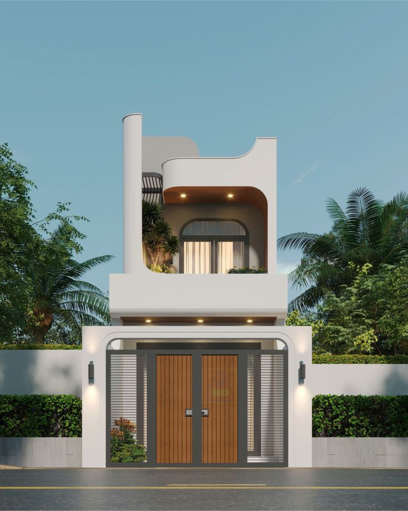 Mẫu nhà ống 2 tầng đẹp hiện đại, mặt tiền rộng rãi, thoáng mát 